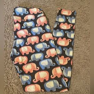 LuLaRoe - one size - pink and blue elephant leggings - Hard to Find